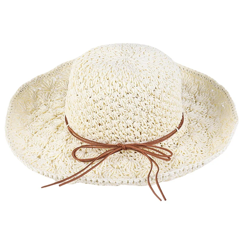 

Women Summer Hand-woven Hats Foldable Wide-side Fisherman Cap Straits Sun Caps