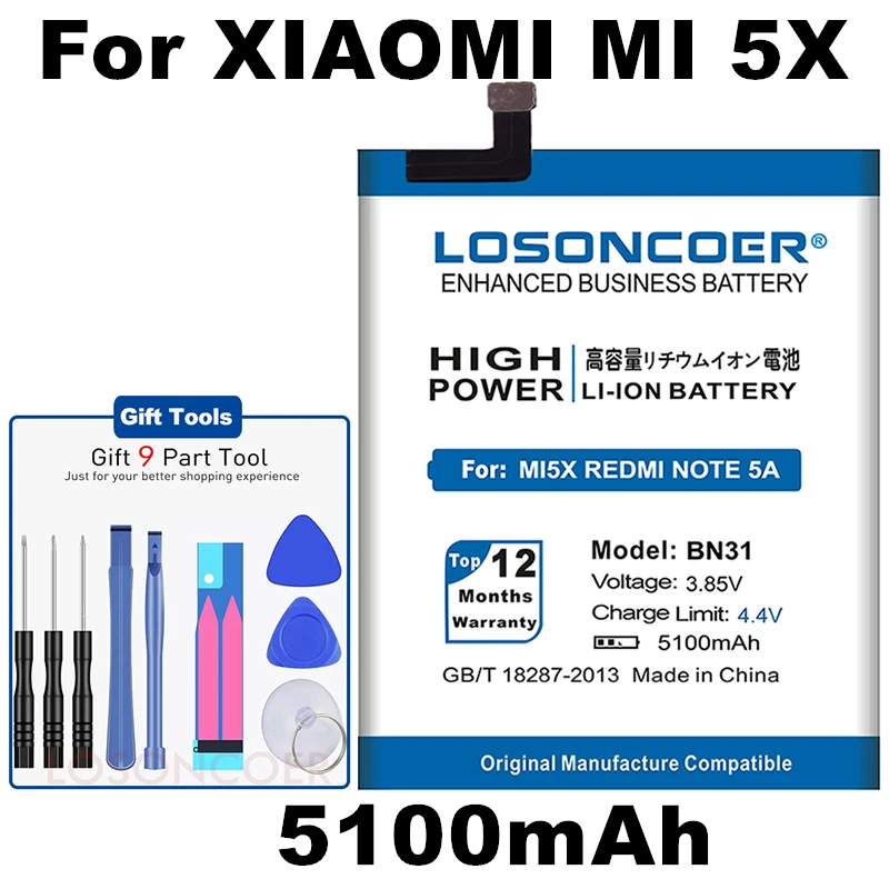 Батарея BN31 BN34 BN35 BN36 BN37 Батарея для Xiaomi mi Red mi 6 6A mi 5X mi 5X Примечание 5A 5A pro A1 Y1 Lite A2 mi A2 mi 6X6X5 5,7"