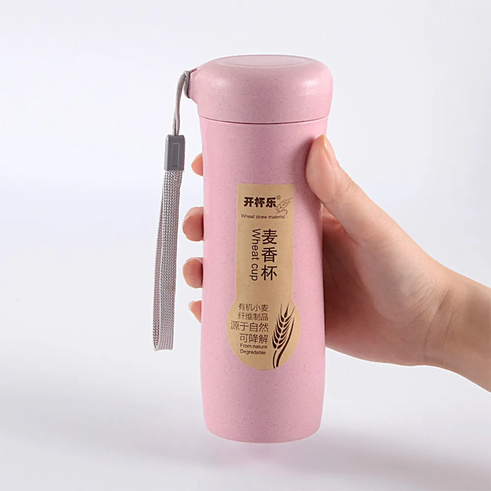 400 мл природная пшеничная соломенная бутылка для воды портативный контейнер