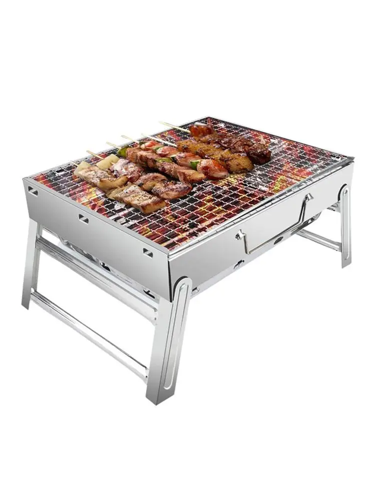 

Портативный гриль для барбекю из нержавеющей стали, гриль для барбекю на угле, легкий гриль для барбекю, инструмент для кемпинга и пикника, г...