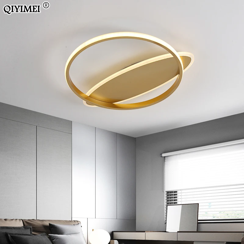 

Modern LED Chandelier Lights Indoor Lighting Bedroom Living Study Room Loft Salon Hall Round Gold Black Iron Aluminum Body Lamps