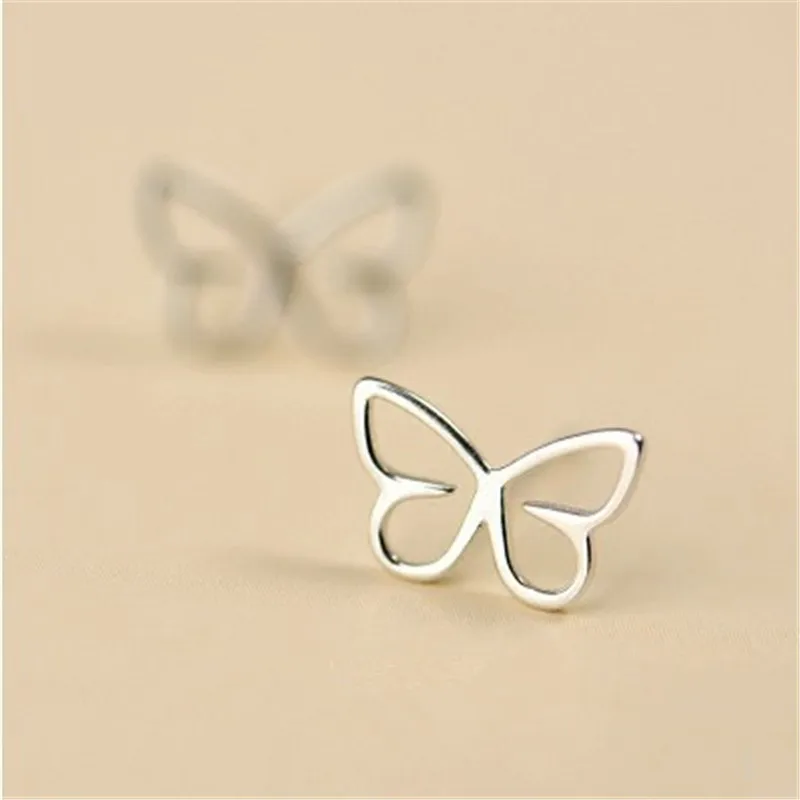 12 пар/лот серебряные полые серьги гвоздики с бабочками женские милые животными