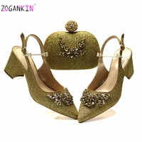 new design 2020 summer fashionable african lady shoes and bag to match italian women sandals with clutch for wedding party