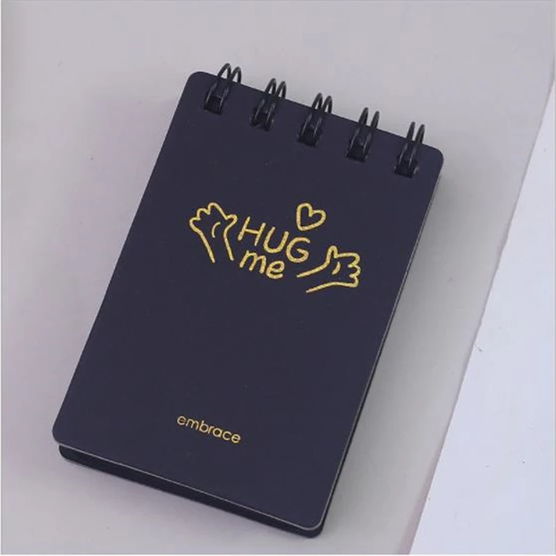 

80Sheets/Pad Cute Mini Notebooks Embrace Black Paper Gilding Pocket Portable Spiral Notepad Diary Planner School Office Statione