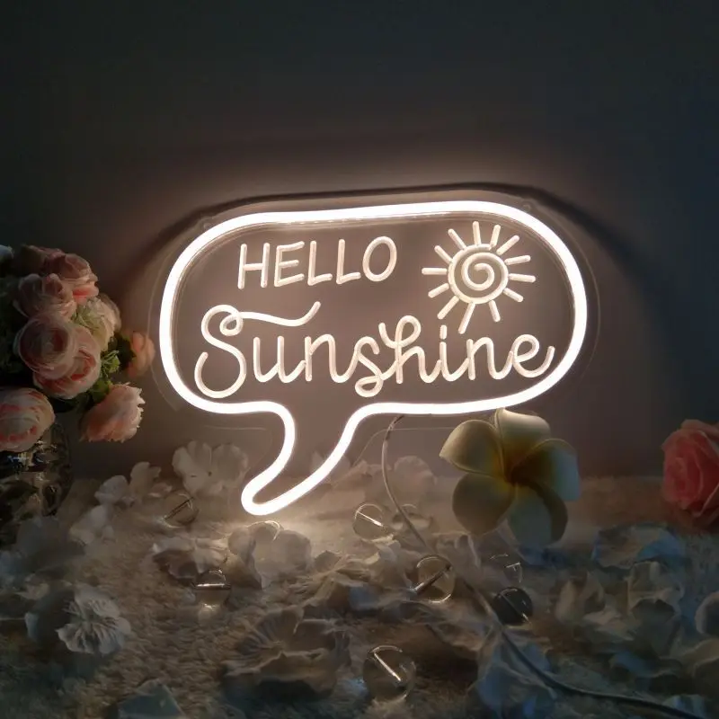 Led Neon Light Sign USB Powered Acrylic Wall Hanging Signs Hello Dream Good night Bedroom Holiday Party Decoracion New | Лампы и