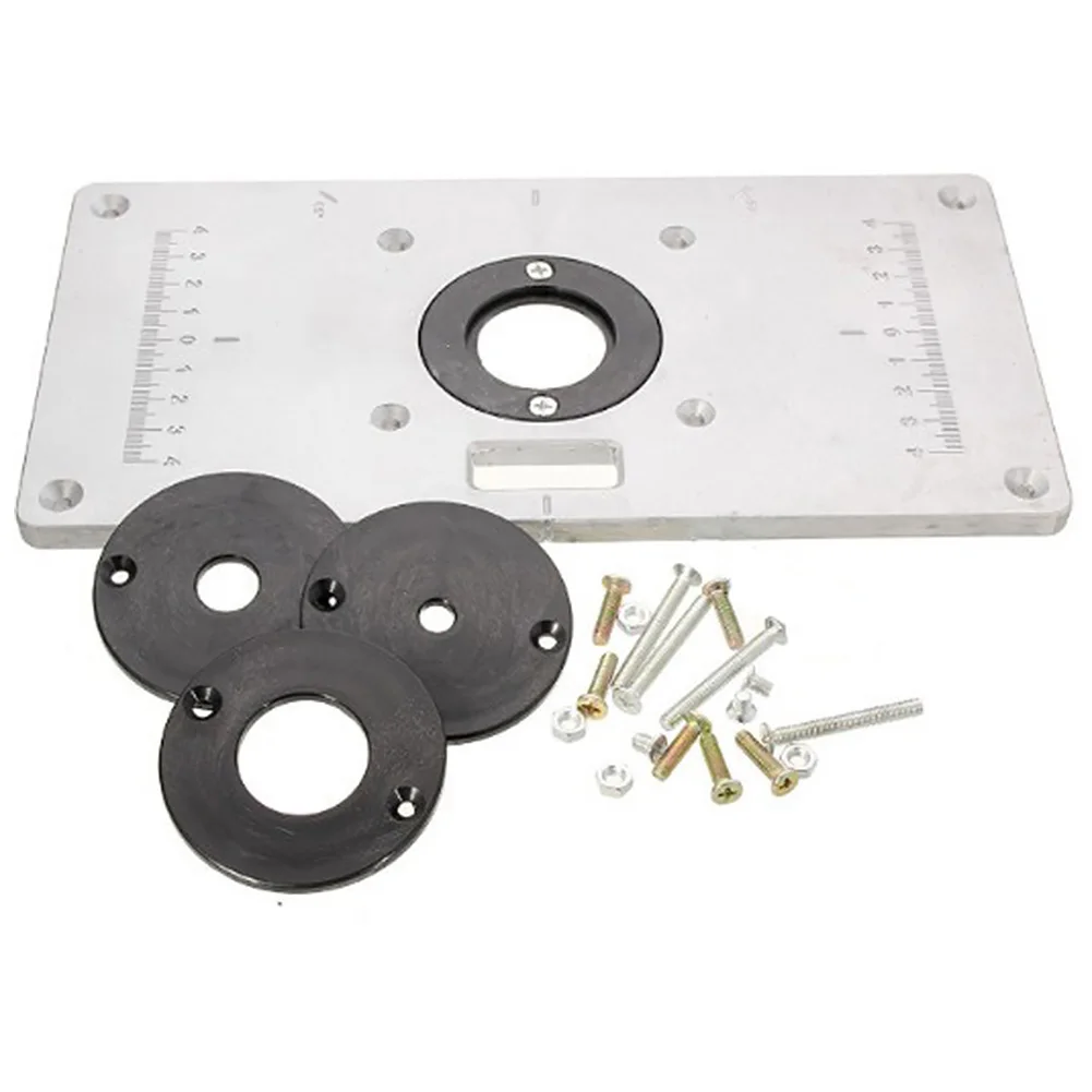 

Durable Screws Aluminium Alloy Multifunctional Table Plate Practical Woodworking Tools Router With 4 Insert Rings For Trimmer