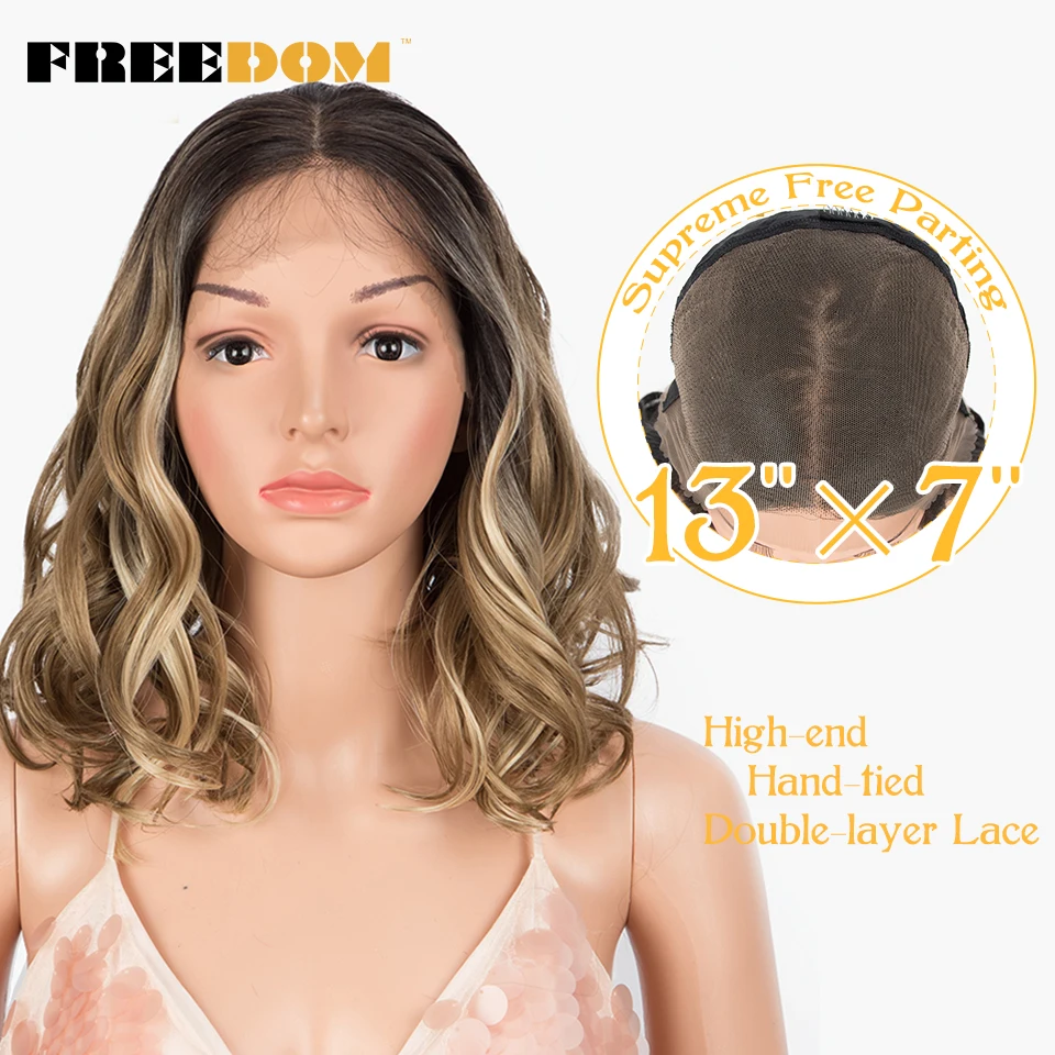 FREEDOM Synthetic Lace Front Wigs 13x7 Women's Wig 30inch Long Wavy Ombre Blonde Wigs For Black Women Synthetic Cosplay Lace Wig