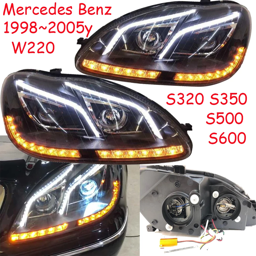 1 комплект 1998~ 2005 автомобильный бампер головной свет для Mercedes Benz w220 фара S280 S320 S350 S500 S600 светодиодный DRL скрытый туман для W220 фары
