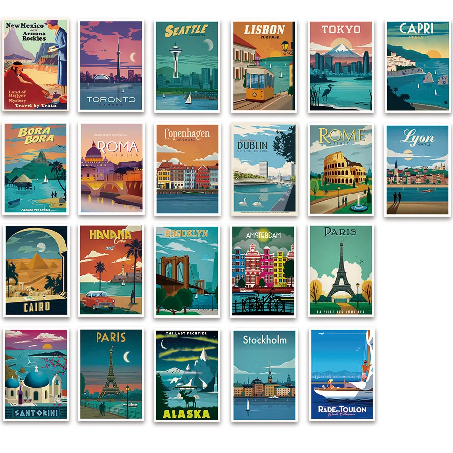 

Vintage Famous City Poster Retro Tourism Rome Toronto Landscape Wall Art City and Nature Canvas Painting Nordic Print Home Decor