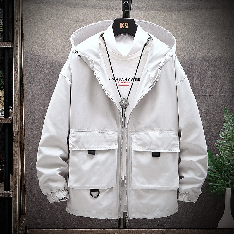 Мужская куртка с капюшоном HCXY2019 Повседневная модная большими карманами для