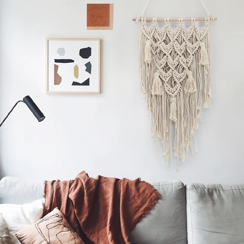 

INS Bohemian Woven Tapestry Wall-Mounted Tapestry Moroccan Style Decorative Hand-Woven Mural