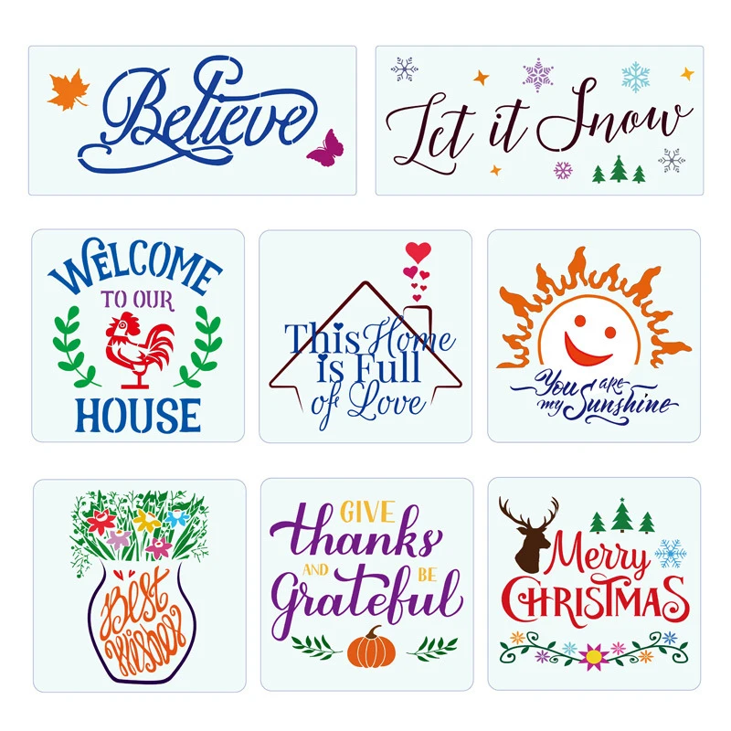 

8pcs/Lot DIY Wall Painting Scrapbook Coloring Embossing Album Decorative Card Template For Pigment Hand Painting