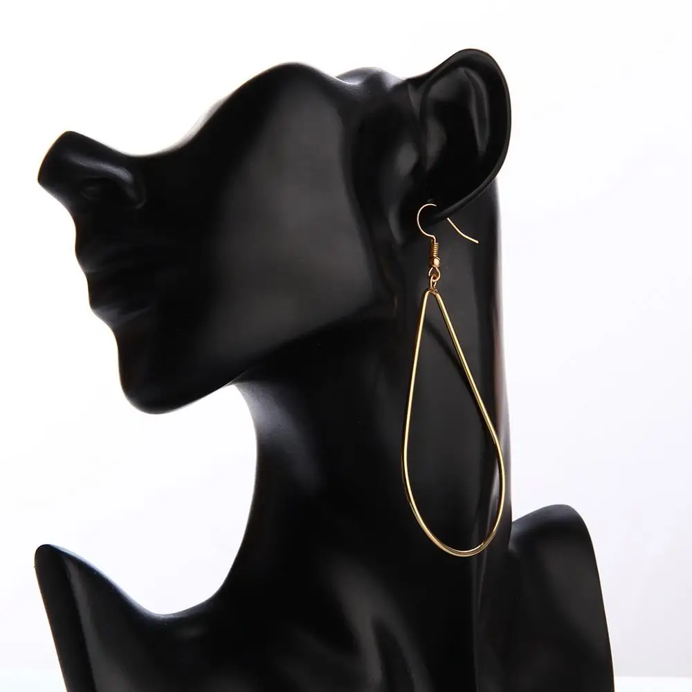 Новые модные золотые металлические висячие серьги большие круглые дизайнерские