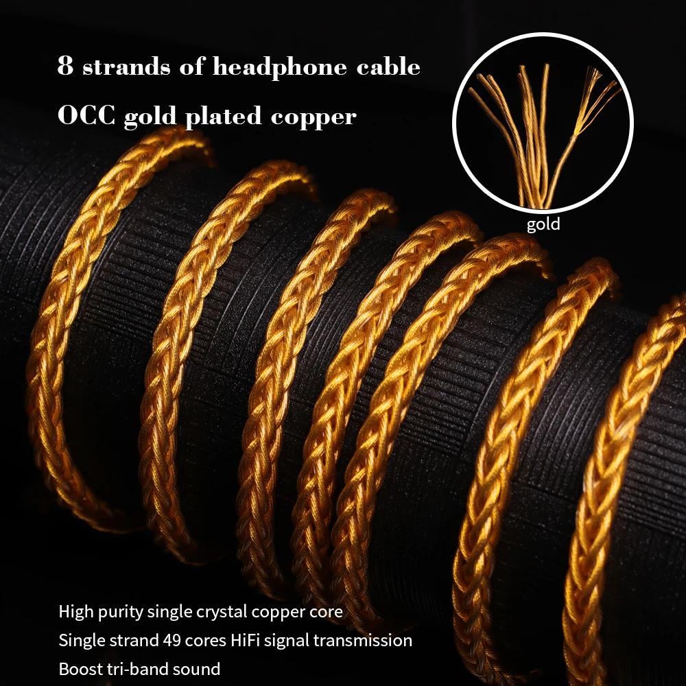 8-жильный плетеный провод для наушников 26AWG 7N OCC золотистый/серебристый 392 ядер 3 5 4