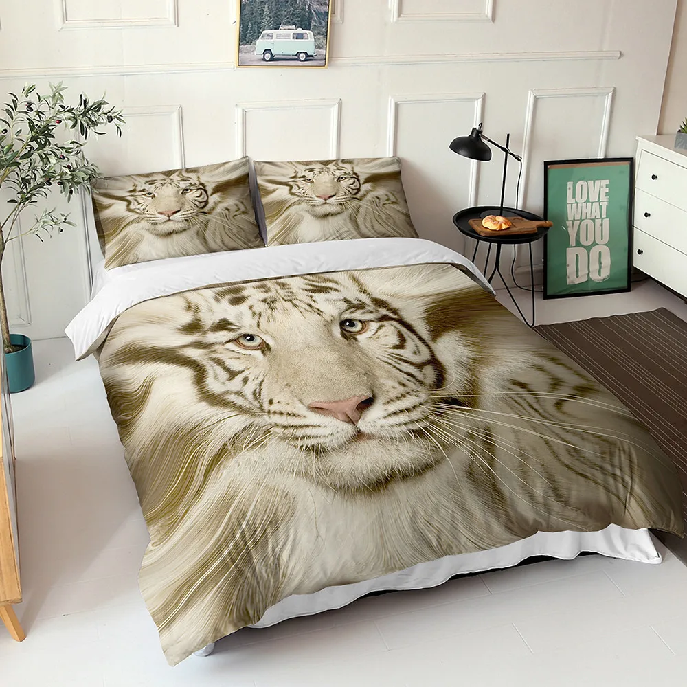 Дикое животное тигр пододеяльник набор животные покрывало для кровати кожи
