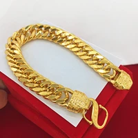 double curb link chain bracelet 18k gold mens bracelet punk hip hop jewelry gift