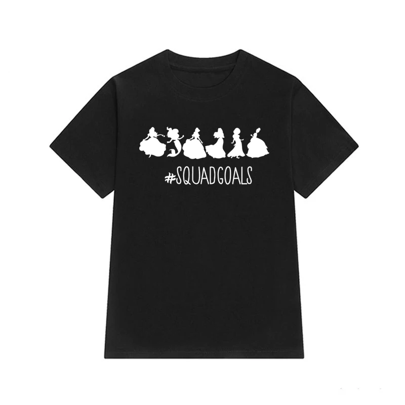 WT8373-black Принцесса Алиса Русалочка Красавица и Чудовище Белла Спящая красавица Аладдин, жасмин Золушка принт футболка Женская Harajuku Топ - Цвет: WT8373-black
