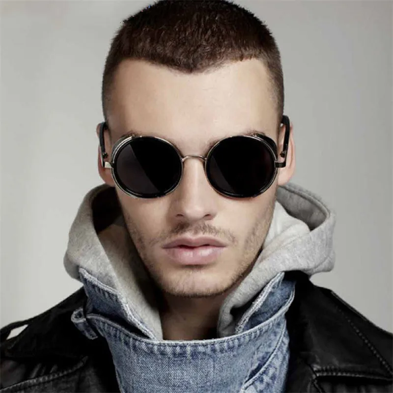 

Steampunk Sunglasses Women Men Retro Goggles Round Tony Stark Iron Man Glasses steam punk Vintage Fashion Eyewear Oculos de sol