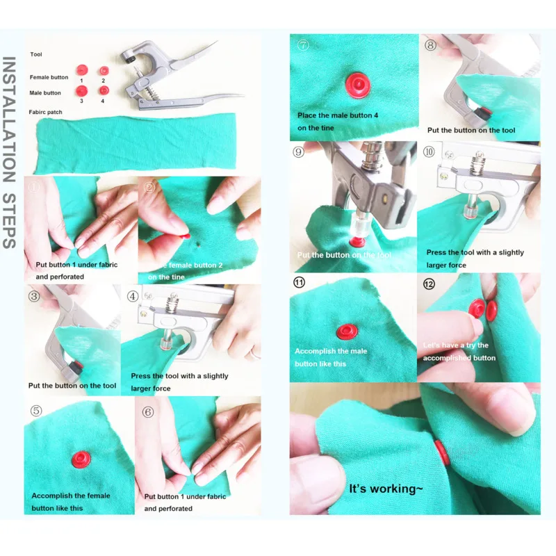 Набор полимерных пуговиц для одежды плоскогубцы крепления пластиковые пуговицы