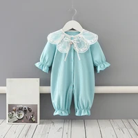 newborn toddler infant baby girls rompers lace collar jumpsuit playsuit little girls outfits baby clothes blue 0 2t