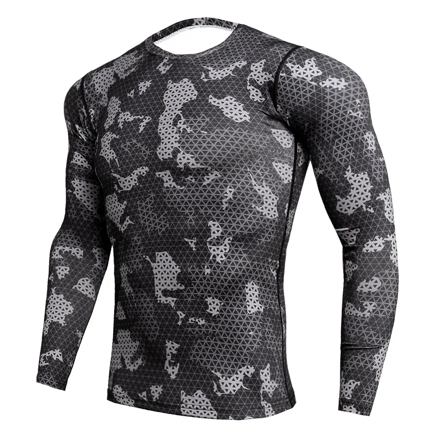 2019 Quick Dry Rashgard Male Gym Crossfit T Shirt Long Sleeve Sport Men Camouflage Fitness Top Training Running | Спорт и