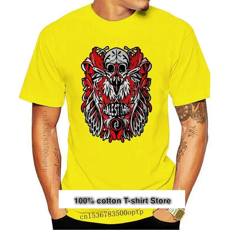 

Camiseta Halestorm Unisex, camisa de plumas, Calavera, negra, clásica, Rock, Metal, camiseta de talla grande