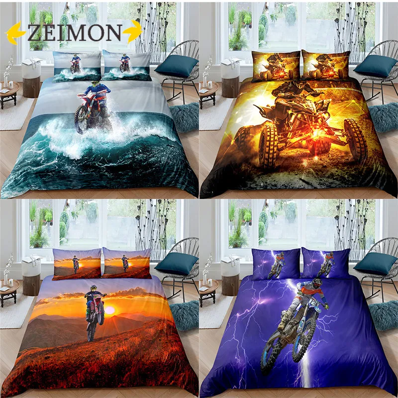 

ZEIMON Riding Motorcycle Bedding Set Soft Polyester Duvet Cover with Pillowcase Twin Full Single Double Fashion Home Decoration
