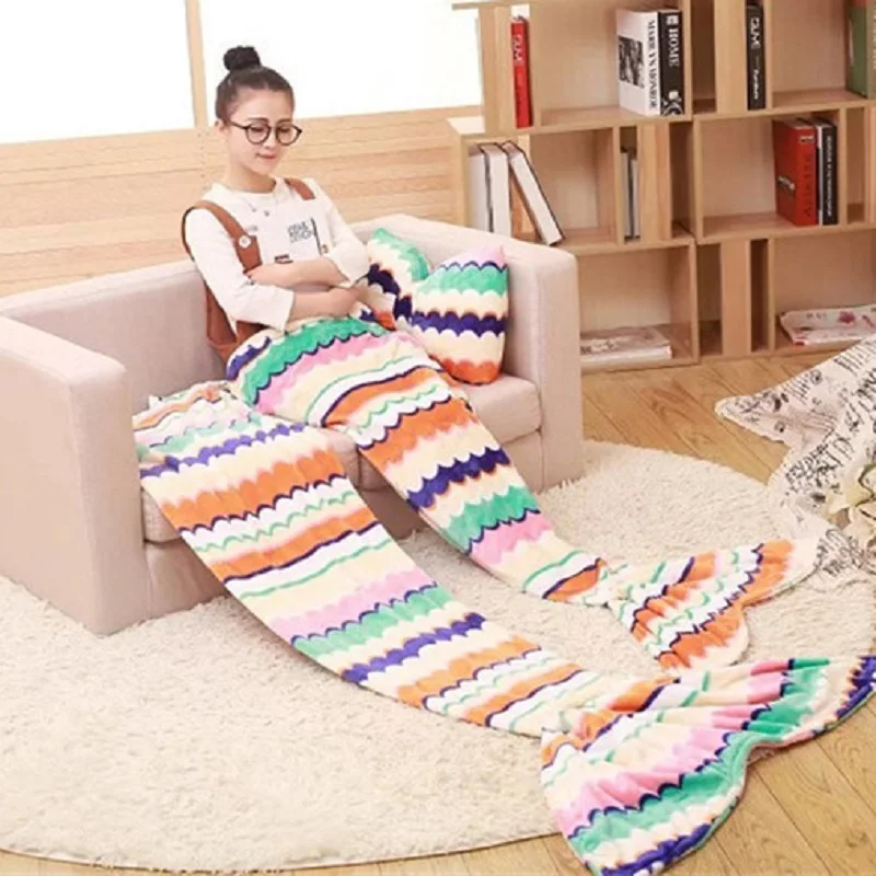 CAMMITEVER креативное мягкое одеяло с хвостом русалки для девочек детей гостиной