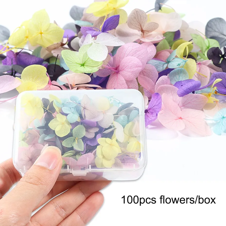 100pcs 100pcs Fasting Dried Flowers 3D Nail Art Decorations Natural Floral Sticker Charms Nail Designs UV Gel Polish Accessories BE1505 - Цвет: 100pcs