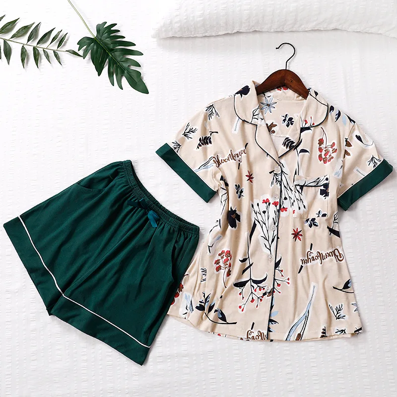 7 шт. Хлопковая пижама с цветочным принтом пижамные комплекты большой размер