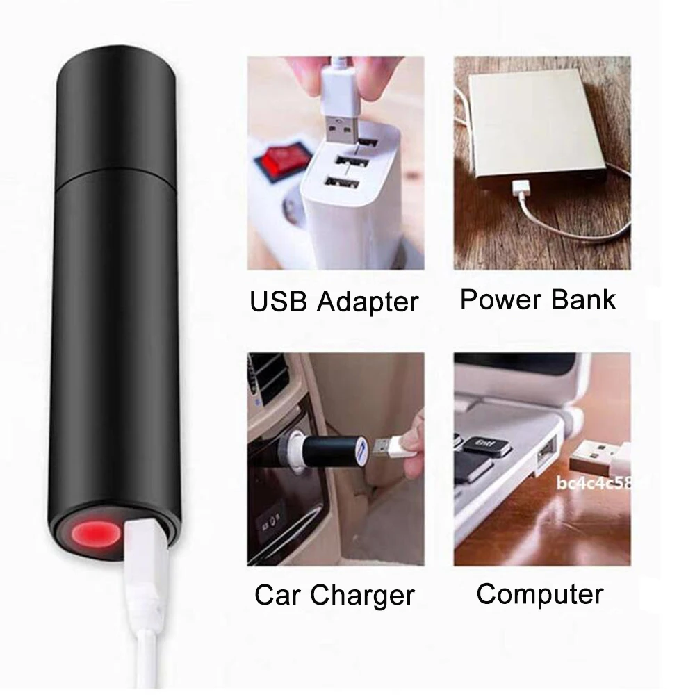 Zoom Usb Перезаряжаемые фонарик Мощность банк Фонарь для самозащиты небольшой Фул