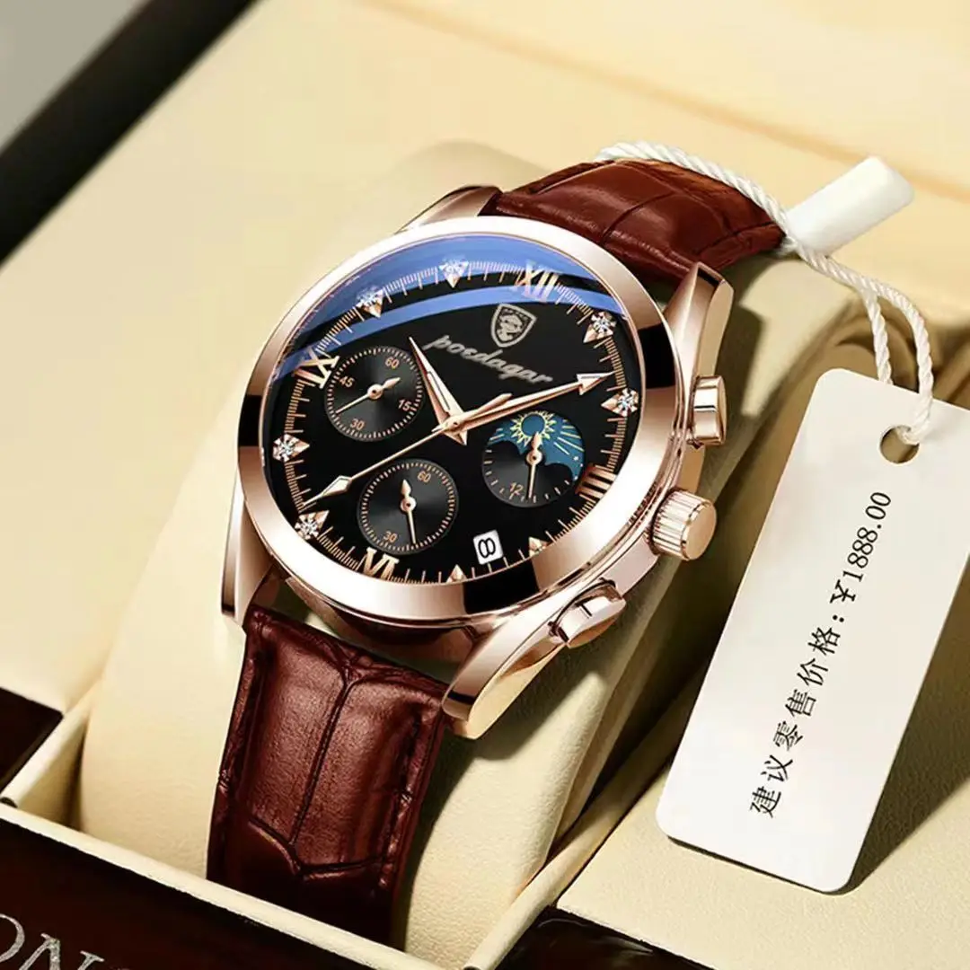 

POEDAGAR New Men Watches Top Brand Luxury Leather Luminous Sport Watch For Mens Fashion Date Waterproof Clock Relogio Masculino