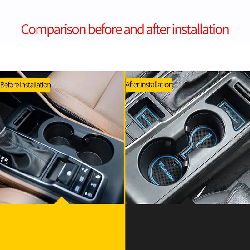 

For Hyundai Tucson 2015 2016 2017 2018 2019 Car Gate Slot Non-slip Cup Pad Door Groove Mats Car-Styling Interior Decoration