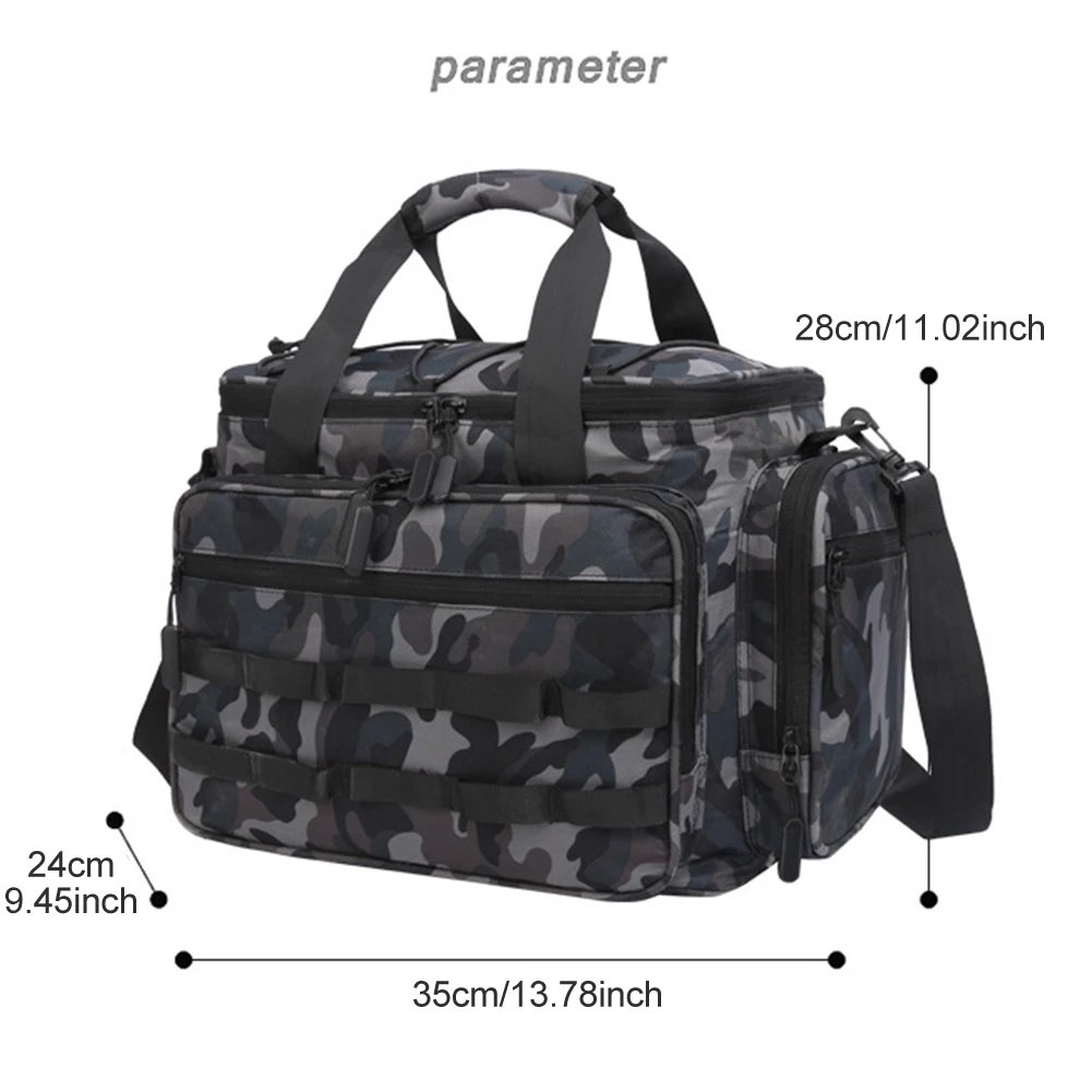 

Outdoor Fishing Bag Large Capacity Wear Resistant Two Way Zipper Adjustable Strap Oxford Cloth Camping Waterproof Hiking