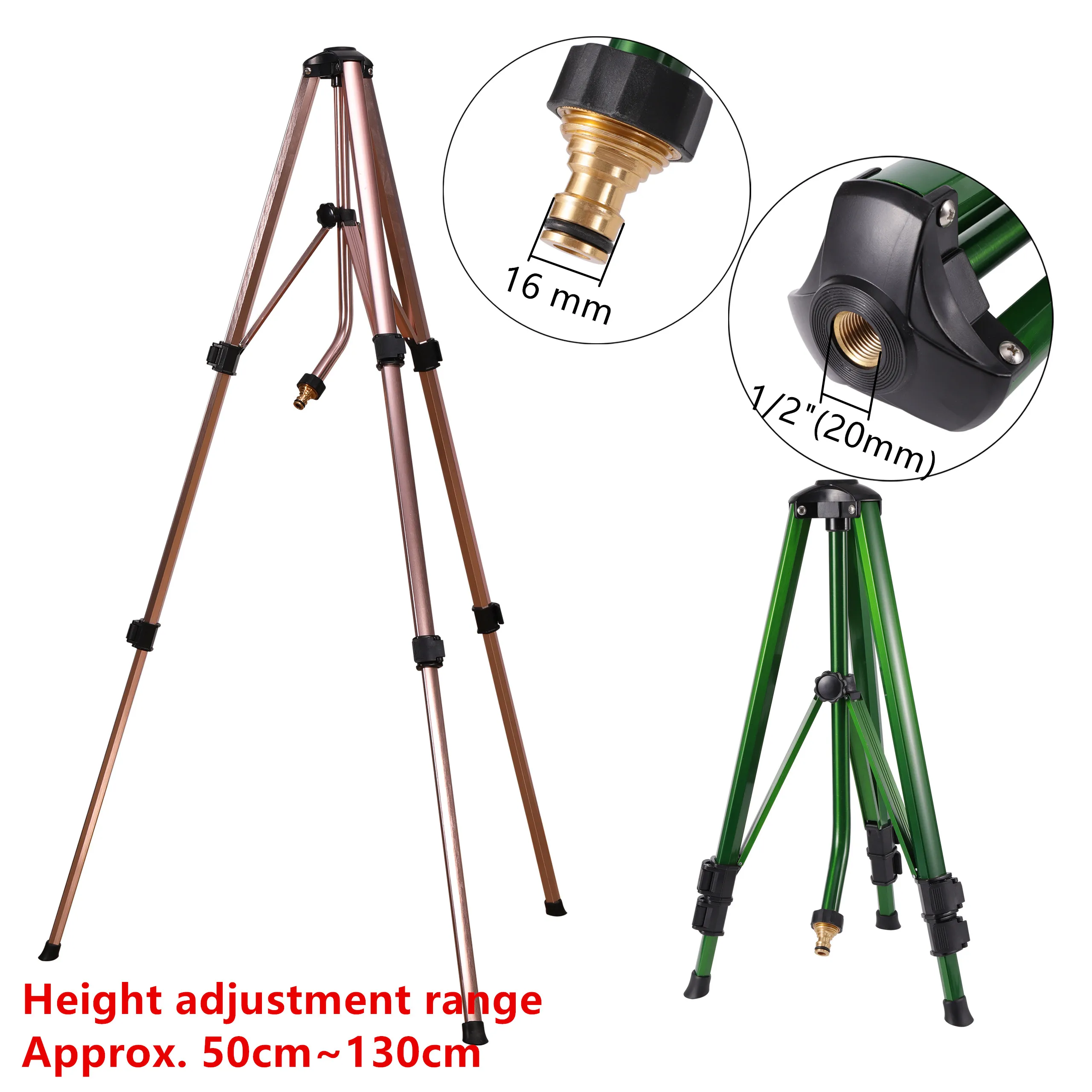 Aspersor telesc&oacute;pico de hilo femenino de 1/2 pulgadas, tr&iacute;pode de impulso, altura ajustable, 50 ~ 130cm, soporte para aspersores de jard&iacute;n-1