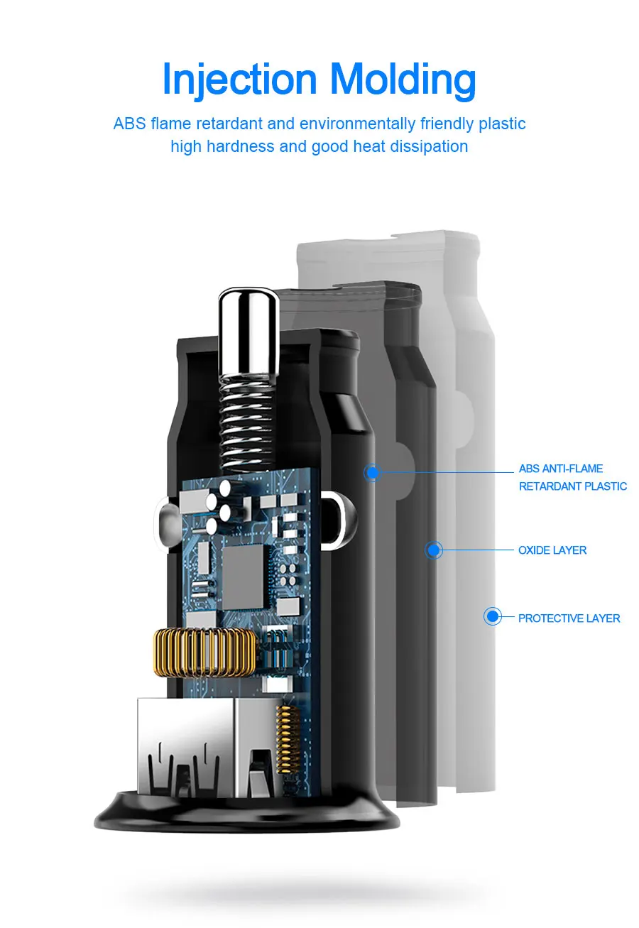 Автомобильное зарядное устройство Rocketek mi ni USB Quick Charge 3,0 Автомобильное зарядное устройство для iPhone samsung Xiaomi mi QC3.0 QC Быстрая зарядка для мобильных телефонов