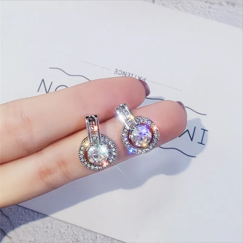 Blaike сверкающие 925 пробы серебряные Висячие серьги для женщин белые круглые с