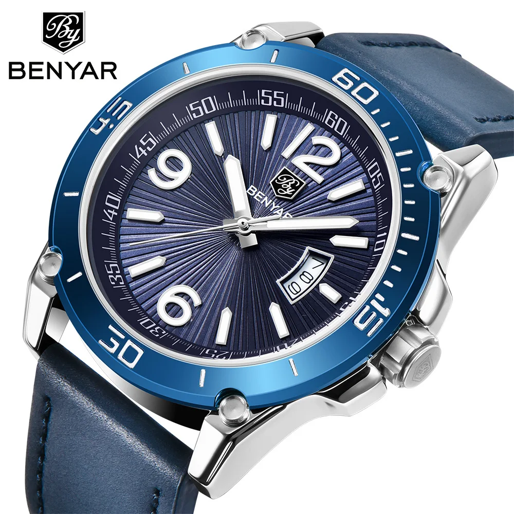 

2021 New Mens Watches Top Brand Leather Chronograph Waterproof Sport Automatic Date Quartz Watch For Men Relogio Masculino