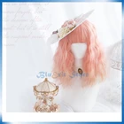 Розовый желтый парик Лолита Харадзюку Феи косплей челки кудрявые короткие сладкие синтетические волосы с бахромой для взрослых девочек