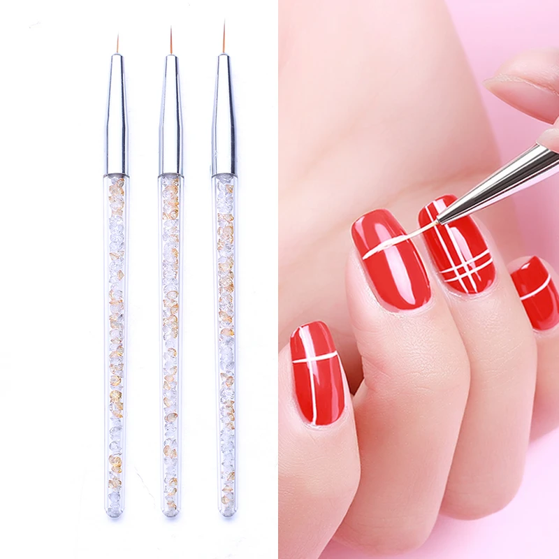 3PCS Manicure Brush Set UV Gel Liner Painting Pen Acrylic Drawing for Nails Rhinestone Handle Nail Art Tool | Красота и здоровье