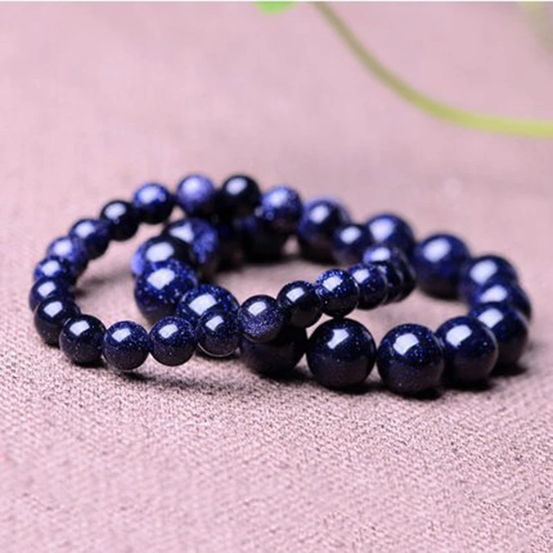 Эластичный браслет для мужчин и женщин бусины из натурального камня синего