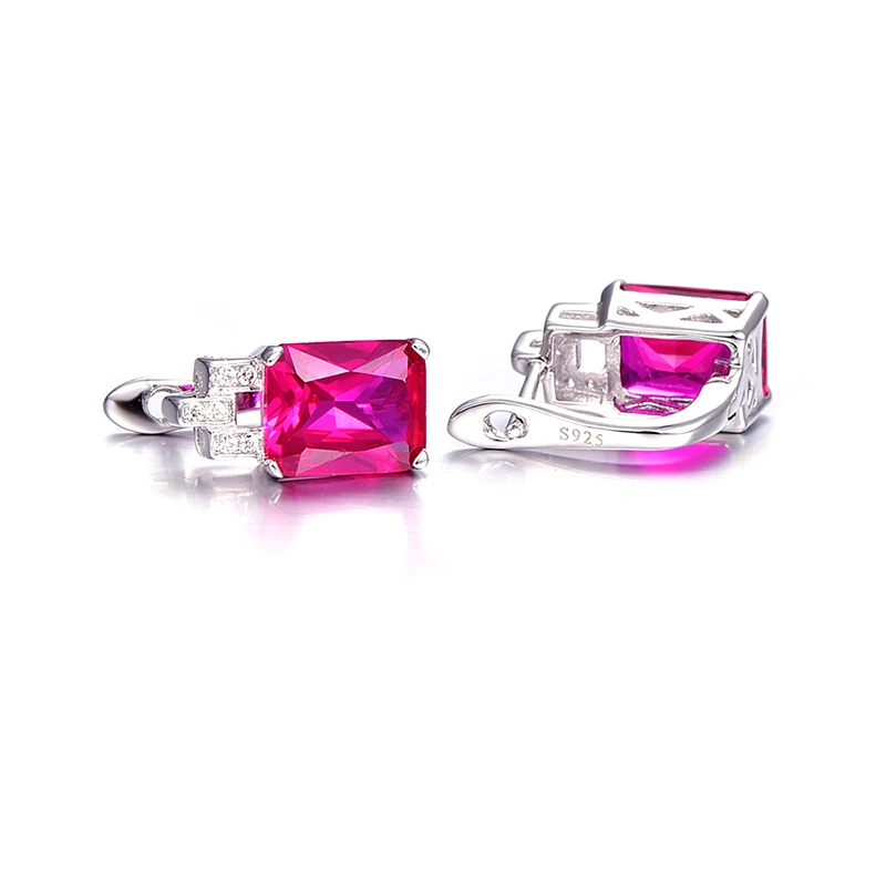 JQUEEN 7.85Ct создан Рубин уха манжета Клип Ohrringe для женщин 925 стерлингового серебра