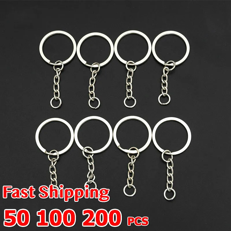 

Bulk Wholesale 50 100 200pcs/lot 25mm Polished Keyring Keychain Short Key Ring Women Men DIY Key Chains Jewelry Accessories