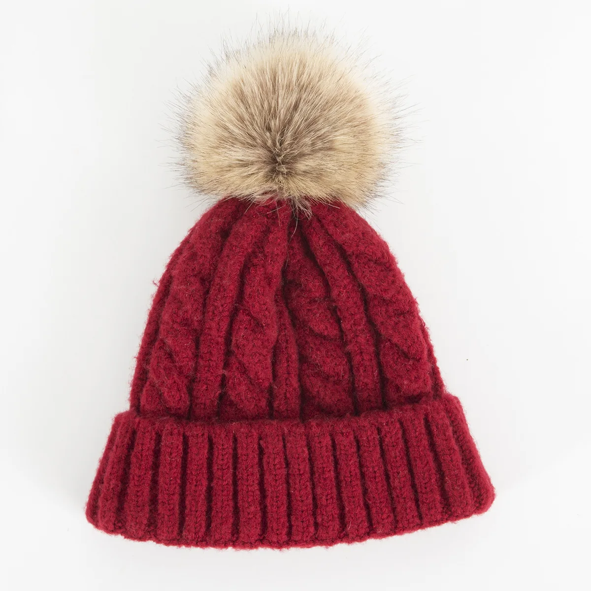 

Korean style autumn and winter women's knitted wool cap cashmere blend monochrome thickened 8-character twist all-match big wool