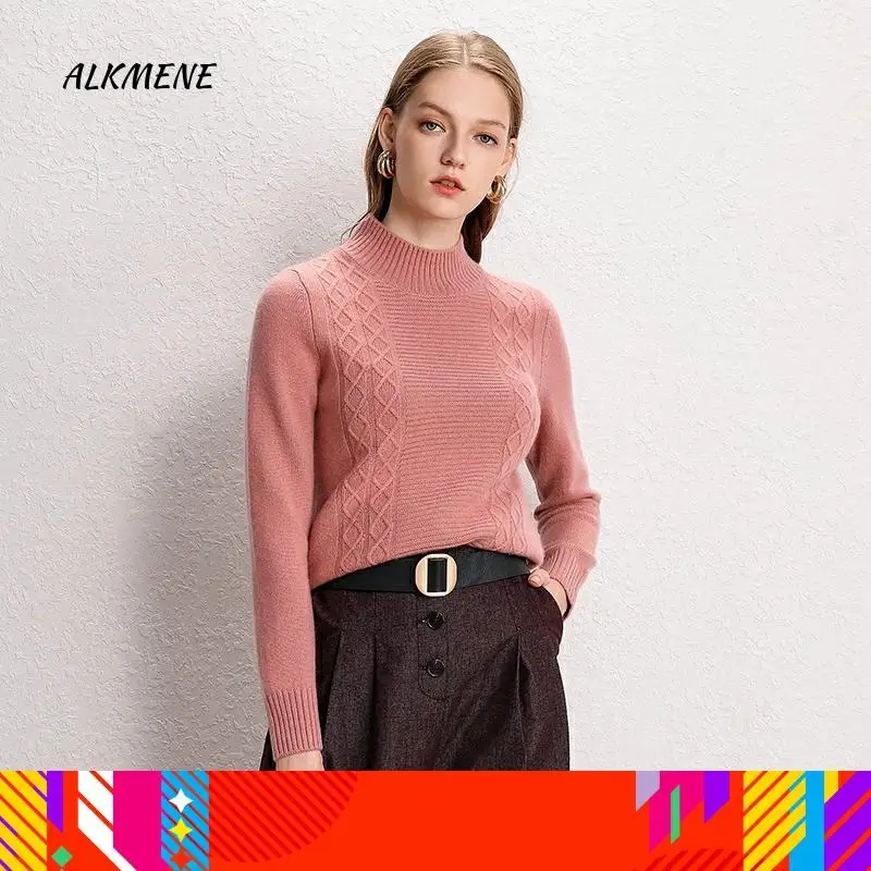 Женский вязаный кашемировый свитер с высоким воротом ALKMENE теплый мягкий