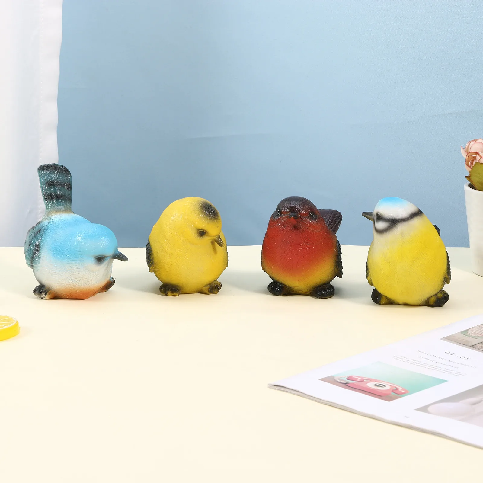 

4pc 3d Bird Model Desktop Decoration Ornaments Gum Colorful Ornaments Home Garden Decor Gift For Kids Indoor Decorative Orname