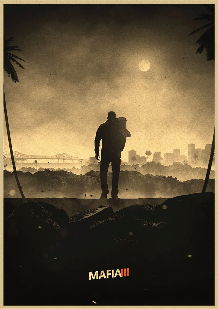 Мафия III Классическая захватывающая игра крафт бумага постер для гостиной