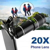 20x zoom hd universal smartphone optical camera monocular camping hunting sports telephoto clip telescope lens
