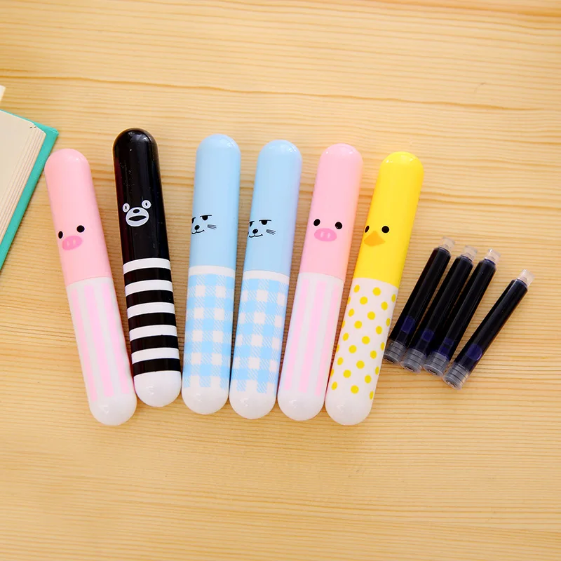 1-Piece Cute Cartoon Pill Fountain Pen 0.5mm Retractable Pocket Pens for Student School Office Supplies Writing Stationery |