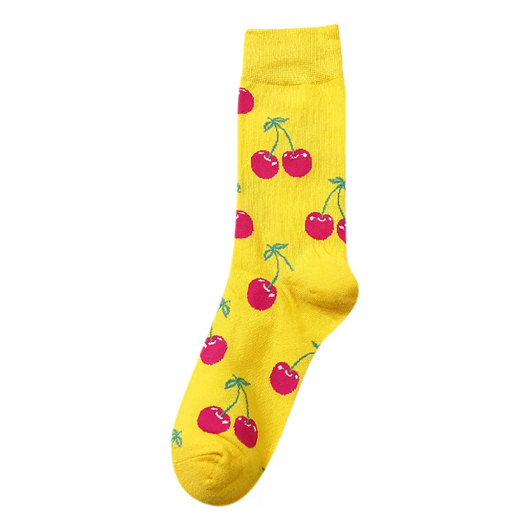 Yellow Хлопковые носки женские разноцветные Носки с рисунком фруктов яркие носки Calcetines Mujer дышащие мягкие теплые носки для женщин - Цвет: Yellow